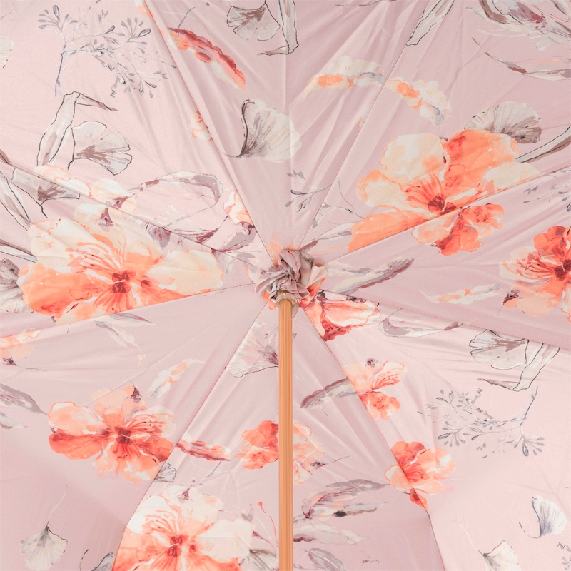 Ivory and Pink Flowered Umbrella – Swarovski Crystal Handle