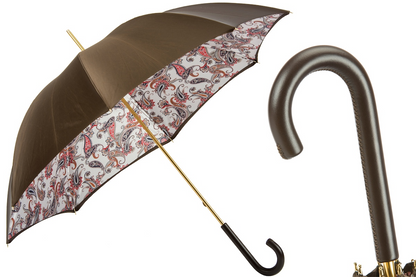Paisley Umbrella with Leather Handle – Double Cloth, Handmade in Italy