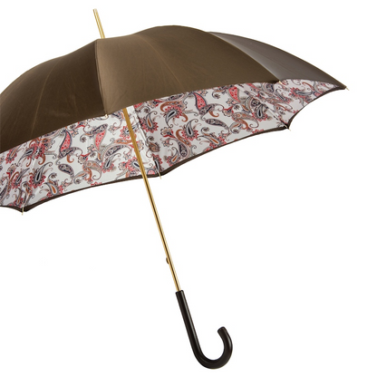 Paisley Umbrella with Leather Handle – Double Cloth, Handmade in Italy