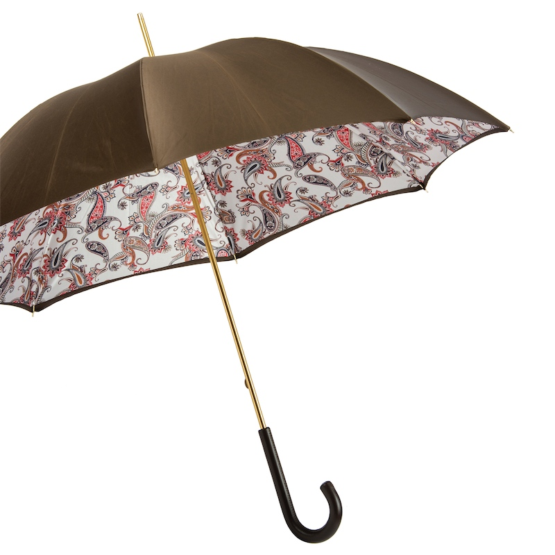 Paisley Umbrella with Leather Handle – Double Cloth, Handmade in Italy