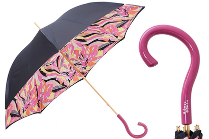 Pink Handle Umbrella, Manual Opening, Handmade in Italy
