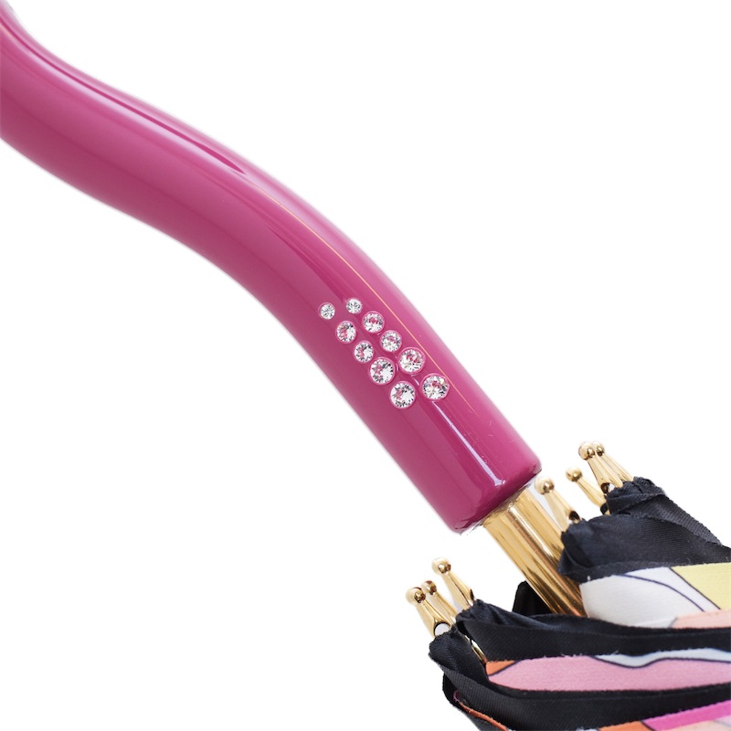 Pink Handle Umbrella, Manual Opening, Handmade in Italy