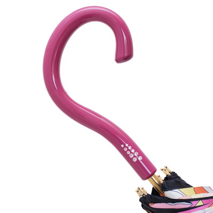 Pink Handle Umbrella, Manual Opening, Handmade in Italy