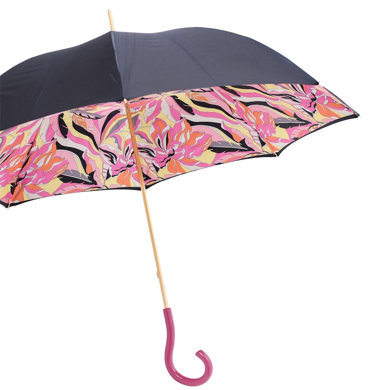 Pink Handle Umbrella, Manual Opening, Handmade in Italy