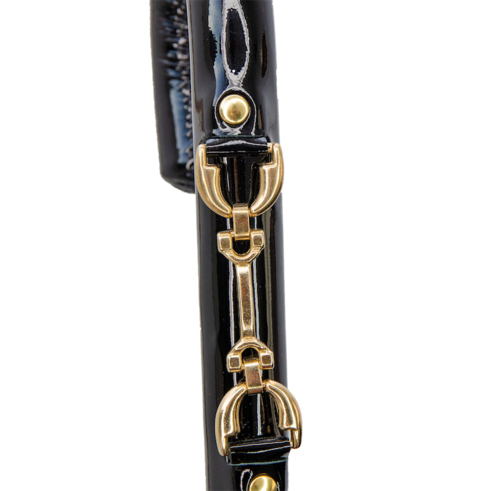 Red Umbrella with Bridles Print and Leather Stirrup Handle