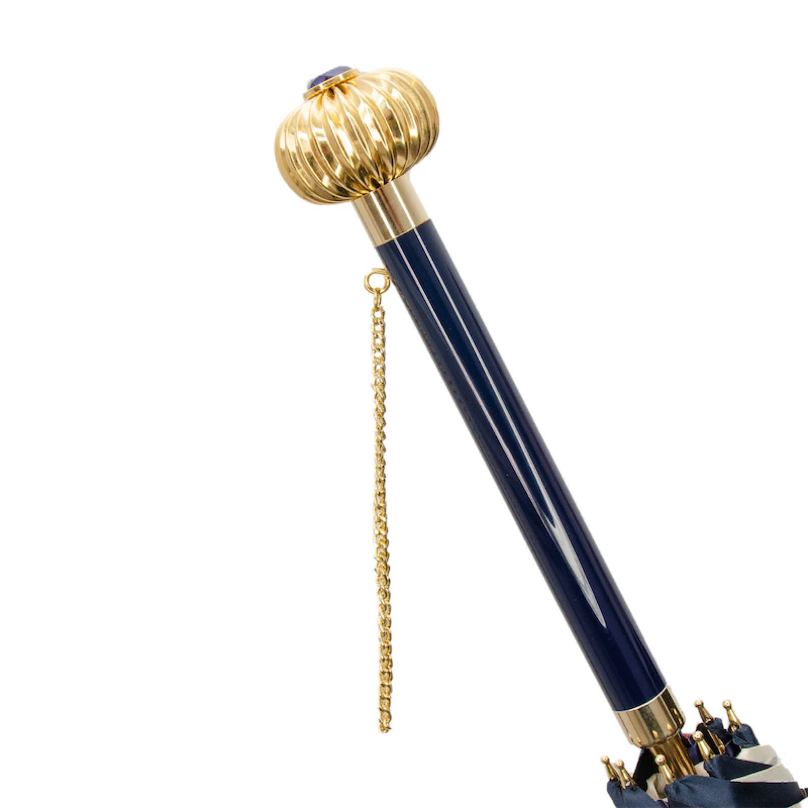 Navy Bridles Umbrella with Jeweled Handle – Handmade in Italy