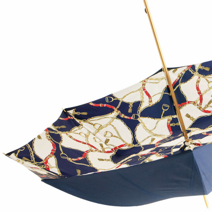Navy Bridles Umbrella with Jeweled Handle – Handmade in Italy