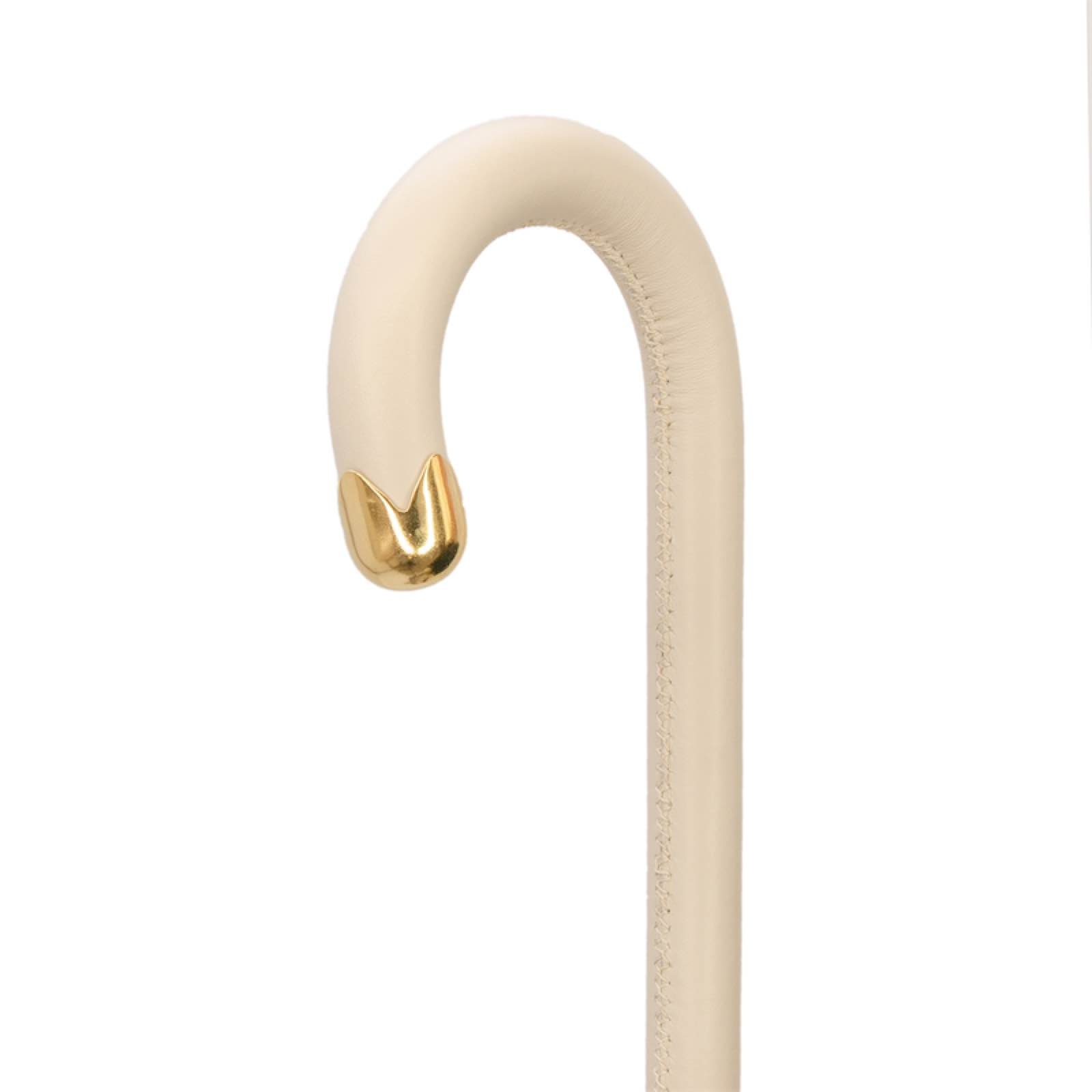 Classic Ivory Umbrella with Leather Handle, Handmade in Italy