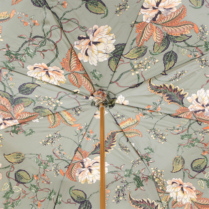 Classic Ivory Umbrella with Leather Handle, Handmade in Italy