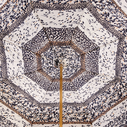 Beige Classic Umbrella with Jeweled Handle, Double Cloth Canopy