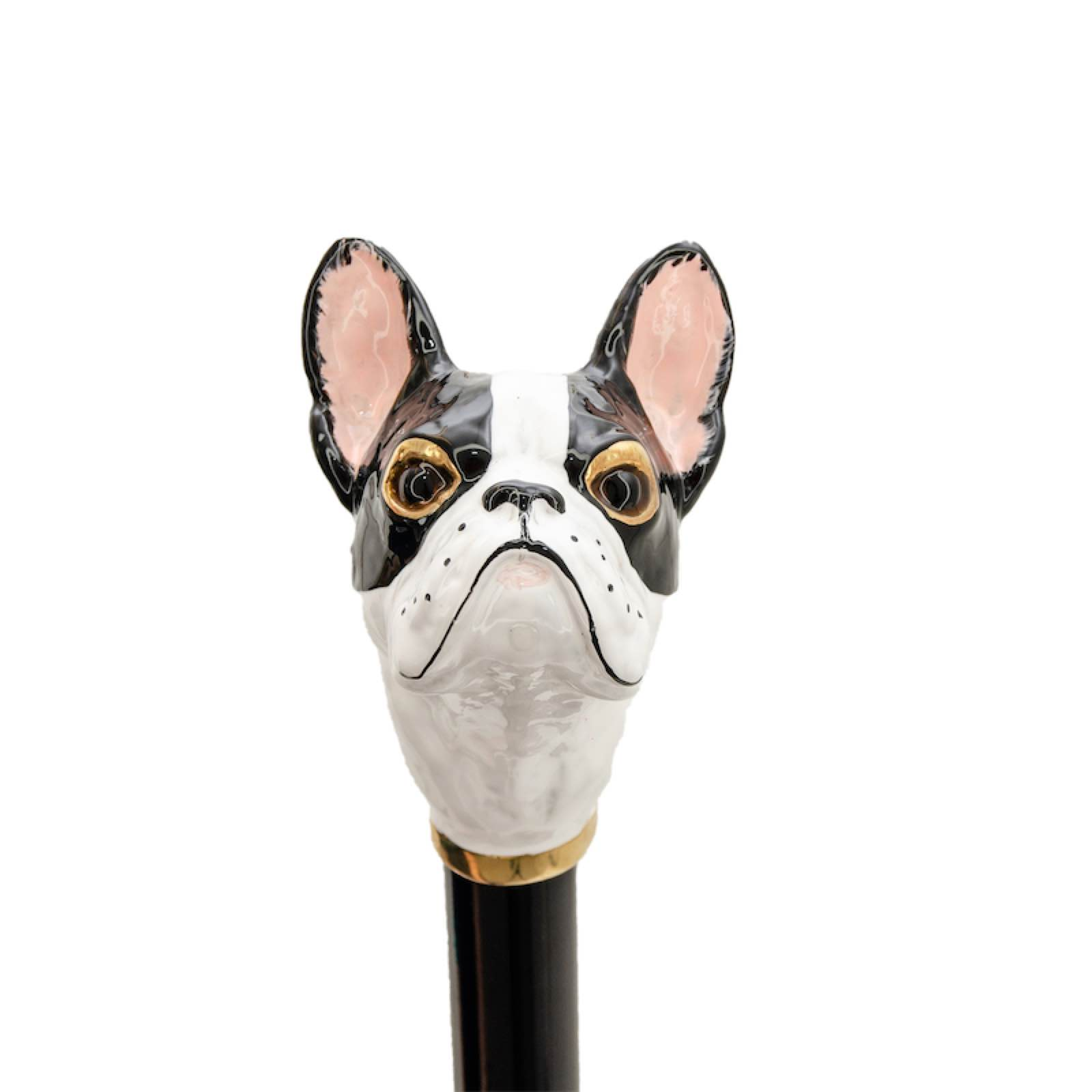 French Bulldog Enameled Brass Handle Woman Umbrella