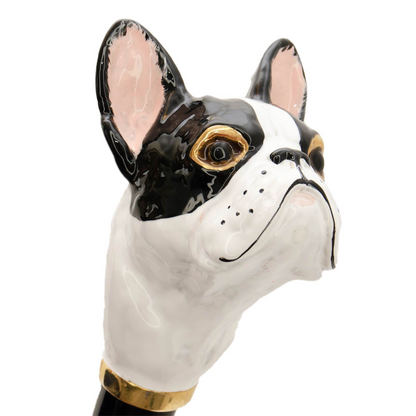 French Bulldog Enameled Brass Handle Woman Umbrella