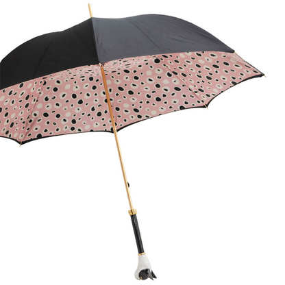 French Bulldog Enameled Brass Handle Woman Umbrella