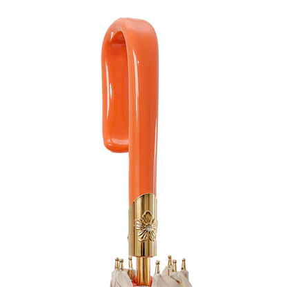 Classic Ivory and Orange Umbrella – Handmade in Italy