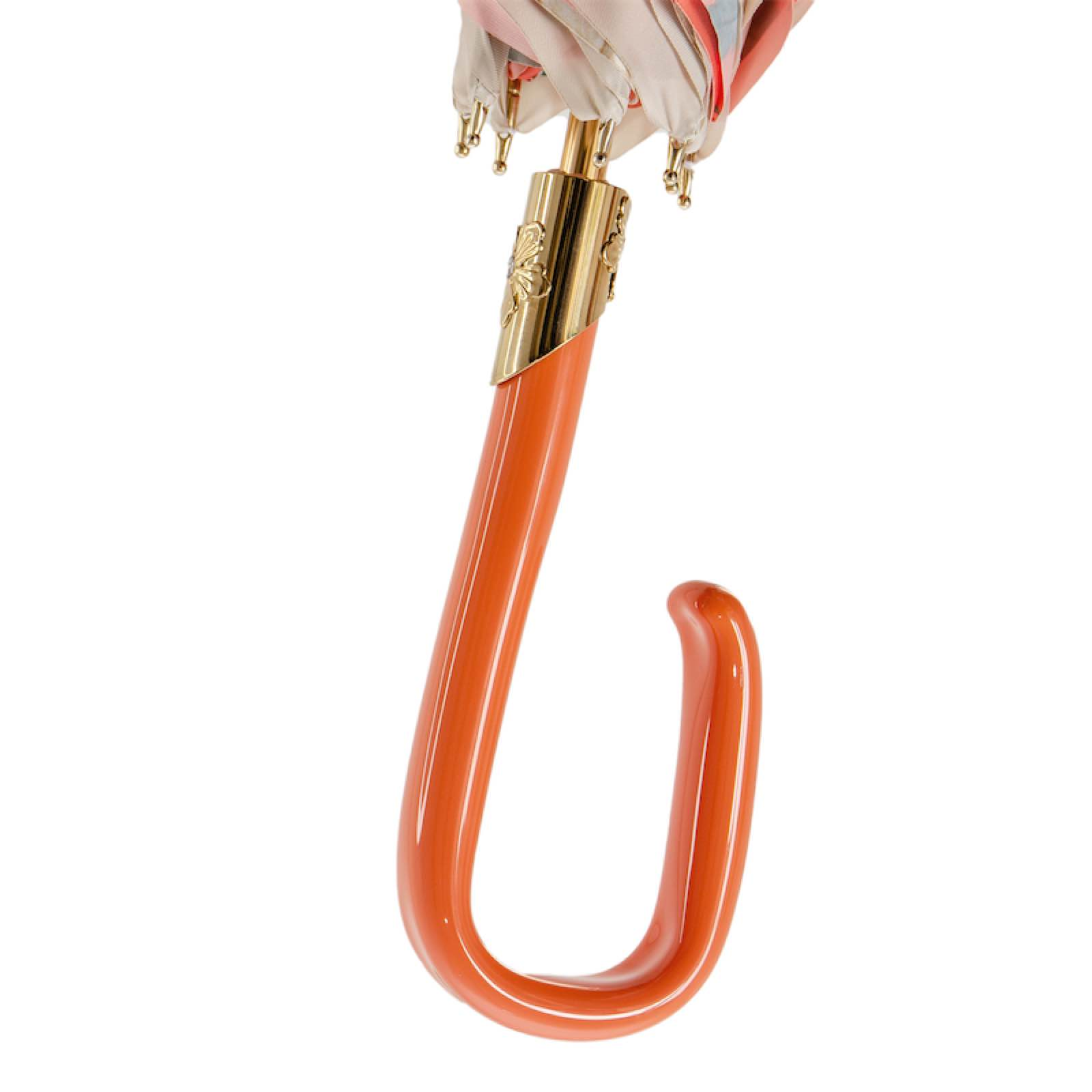 Classic Ivory and Orange Umbrella – Handmade in Italy