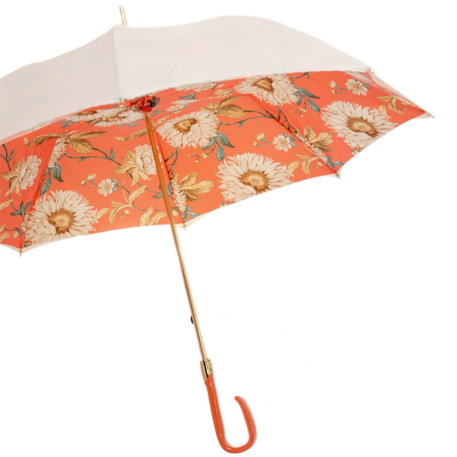 Classic Ivory and Orange Umbrella – Handmade in Italy