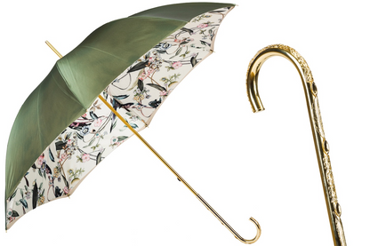 Olive Green Umbrella – Double Cloth with Jeweled Brass Handle