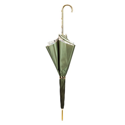 Olive Green Umbrella – Double Cloth with Jeweled Brass Handle