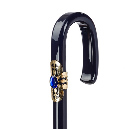 Navy Double Cloth Umbrella with Flowers – Handmade in Italy