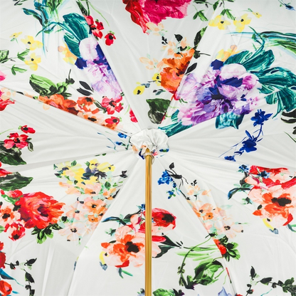 Navy Double Cloth Umbrella with Flowers – Handmade in Italy