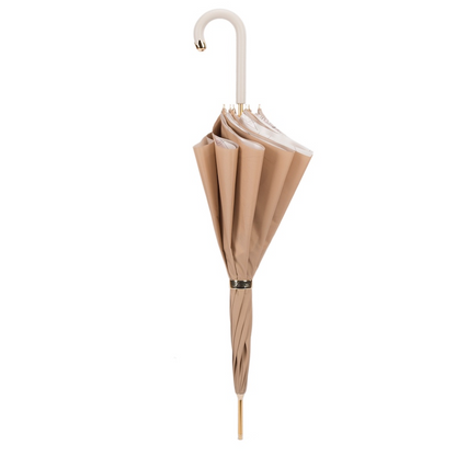 Awesome Ivory Manual Opening Double Cloth Umbrella – Handmade in Italy