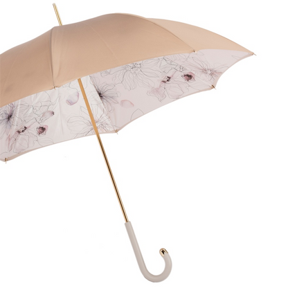 Awesome Ivory Manual Opening Double Cloth Umbrella – Handmade in Italy