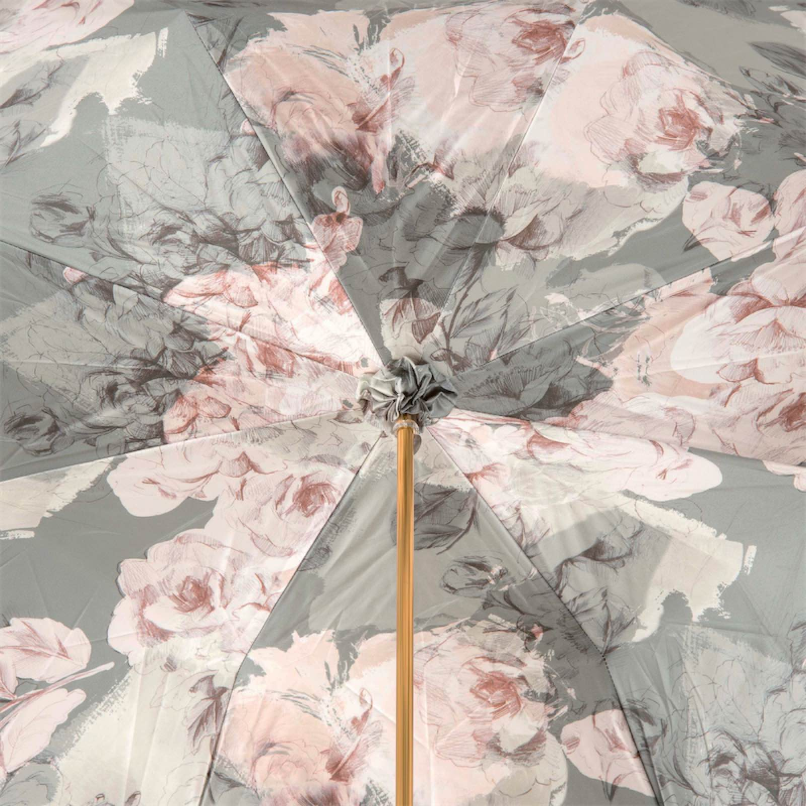 Ivory Umbrella with Flowers Inside – Double Cloth, Handmade in Italy