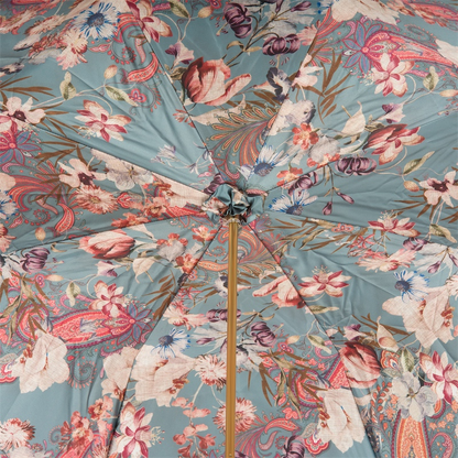 Classic Burgundy Umbrella with Leather Handle, Handmade in Italy