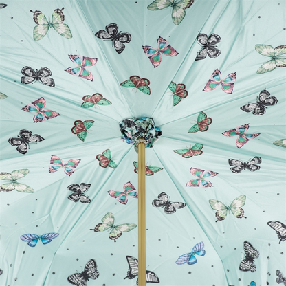 Butterfly Print Umbrella with Bamboo Handle – Handmade in Italy