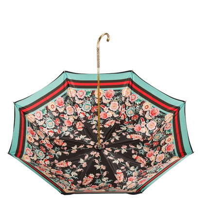 Double Cloth Classic Vintage Umbrella with Jeweled Brass Handle