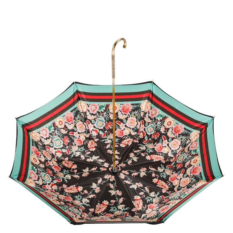Double Cloth Classic Vintage Umbrella with Jeweled Brass Handle