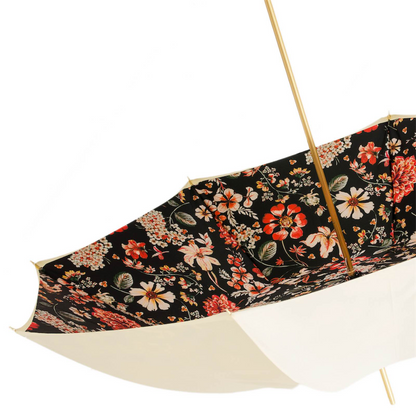 Creamy Flowered Double Cloth Umbrella – Handmade in Italy