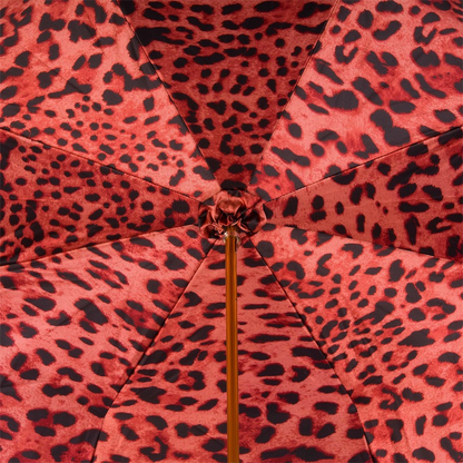 Red Leopard Print Manual Opening Double Cloth Umbrella