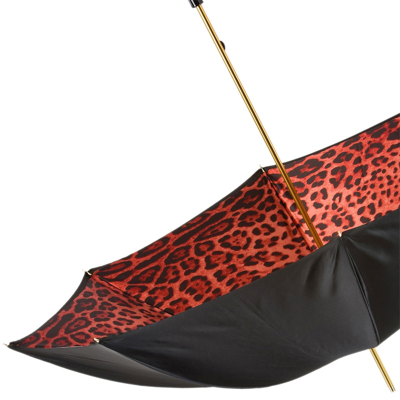 Red Leopard Print Manual Opening Double Cloth Umbrella