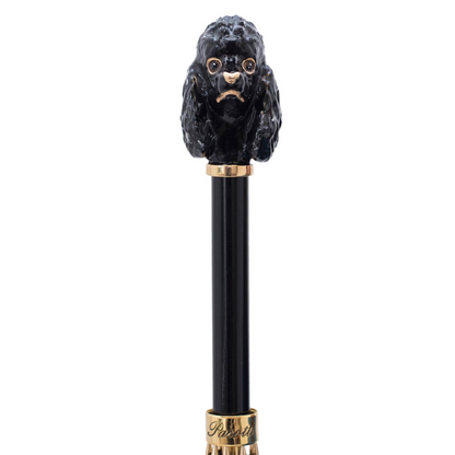 Enameled Brass Handle Black Poodle Umbrella – Manual Opening