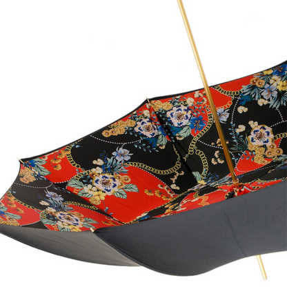 Enameled Brass Handle Black Poodle Umbrella – Manual Opening