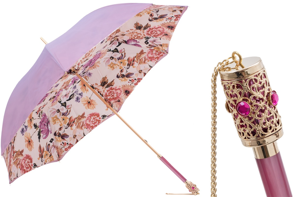 Handcrafted Light Purple Flowers Umbrella – Handmade in Italy