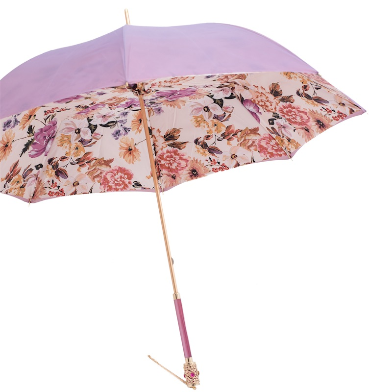 Handcrafted Light Purple Flowers Umbrella – Handmade in Italy
