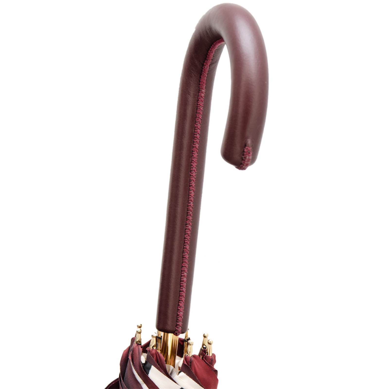 Leather Handle Tropical Bordeaux Umbrella – Handmade in Italy