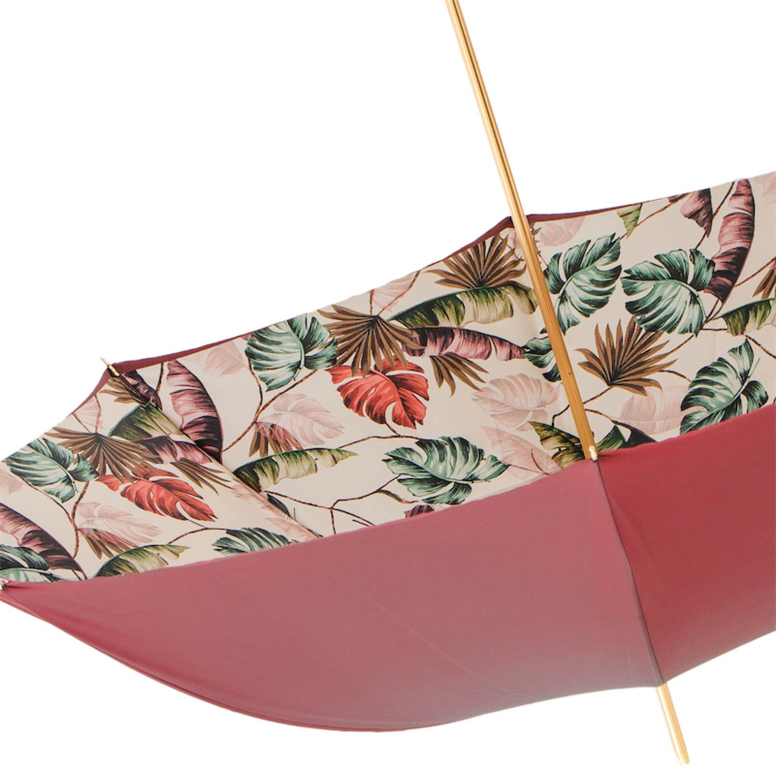 Leather Handle Tropical Bordeaux Umbrella – Handmade in Italy