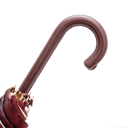 Leather Handle Tropical Bordeaux Umbrella – Handmade in Italy