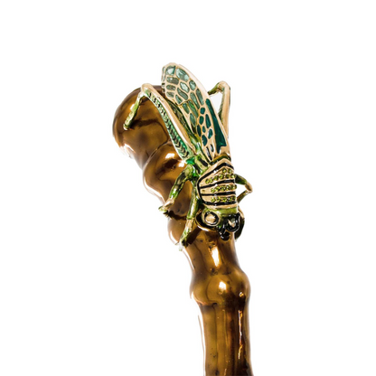 Grasshopper Enameled Brass Handle Umbrella – Manual Opening
