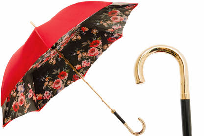 Designer Red Canopy Manual Opening Umbrella – Handmade in Italy
