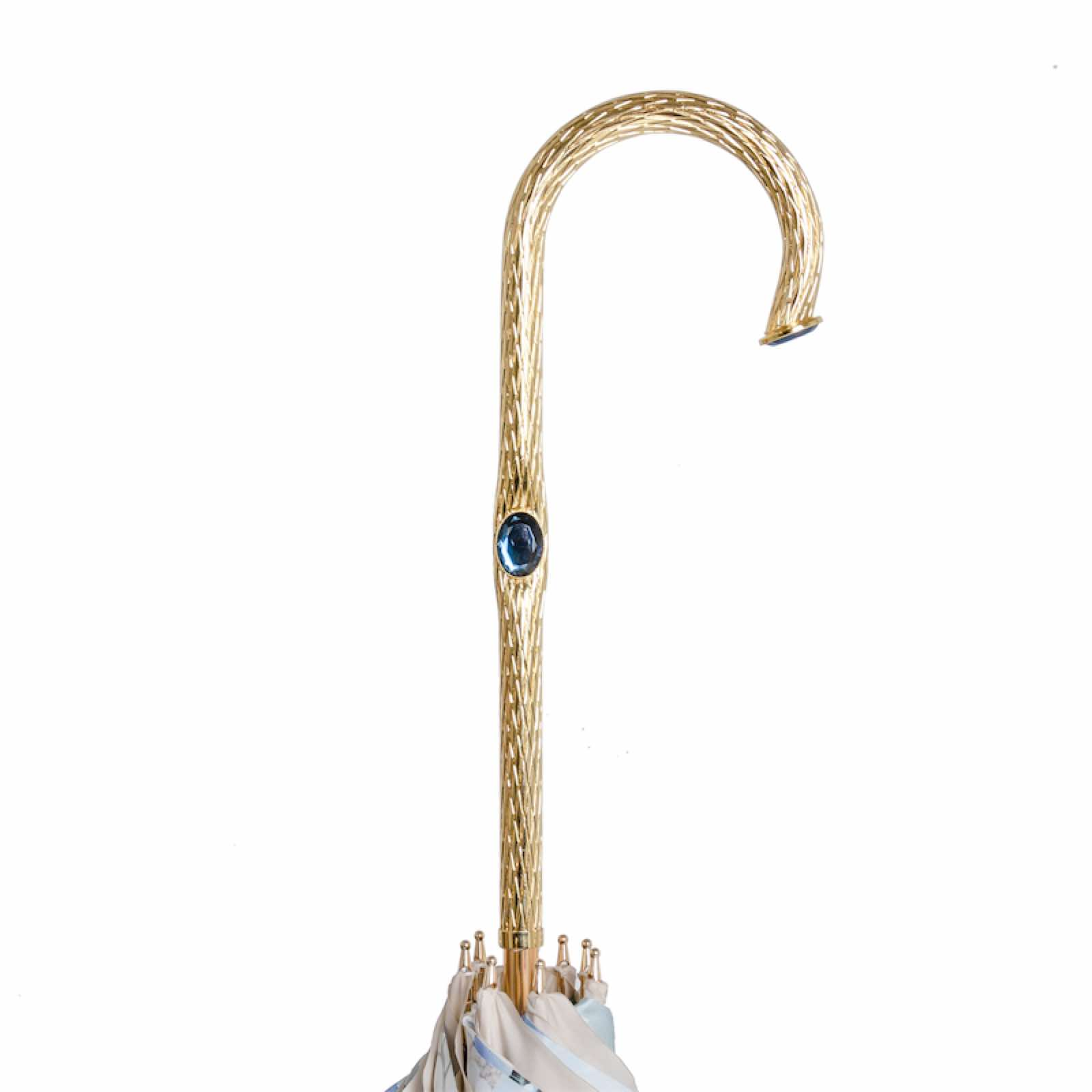 Brass Handle Ivory Umbrella Flowered – Manual Opening