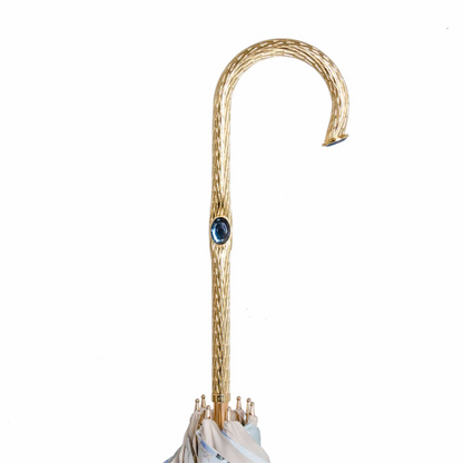Brass Handle Ivory Umbrella Flowered – Manual Opening