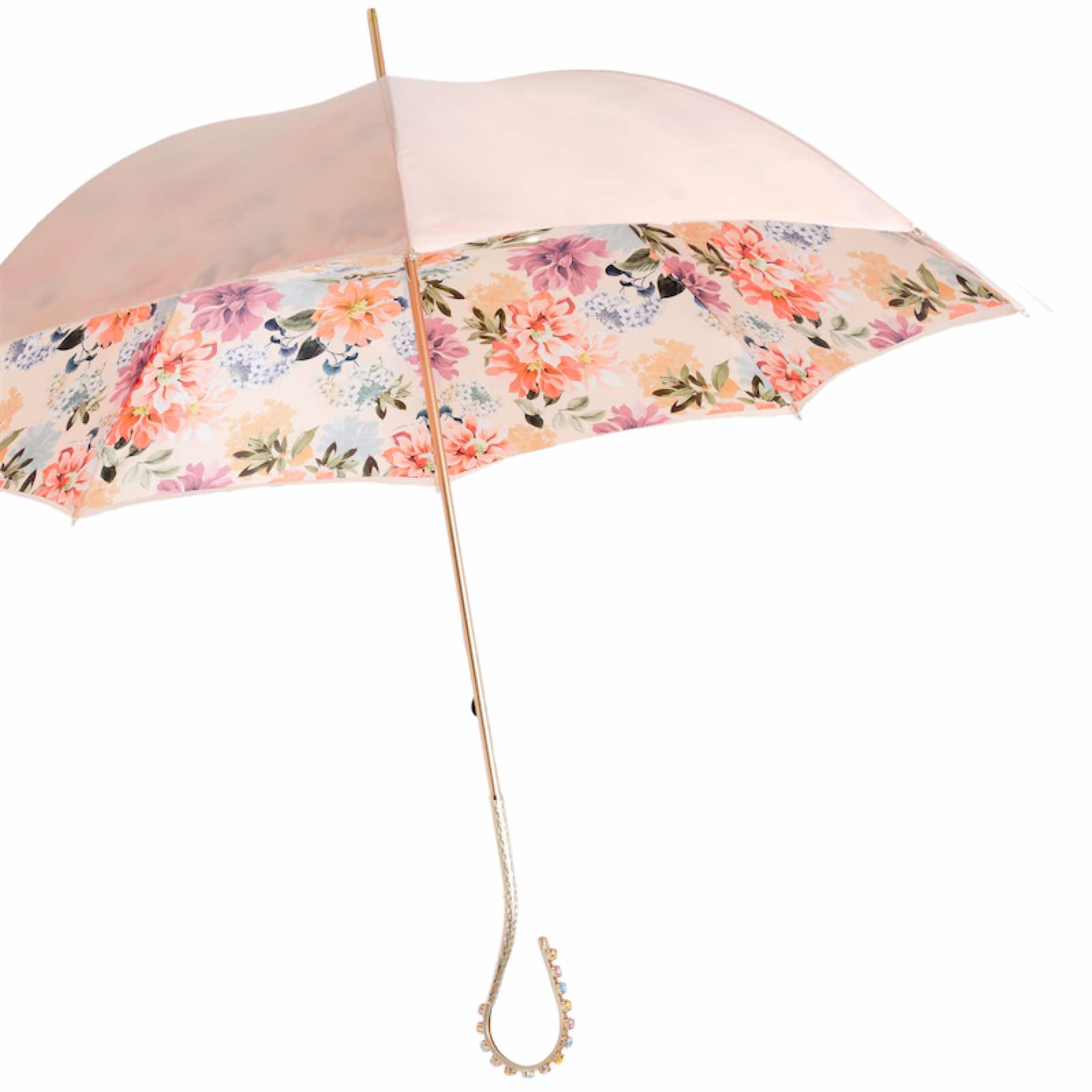 Designer Luxury Umbrella with Jeweled Handle – Handmade in Italy