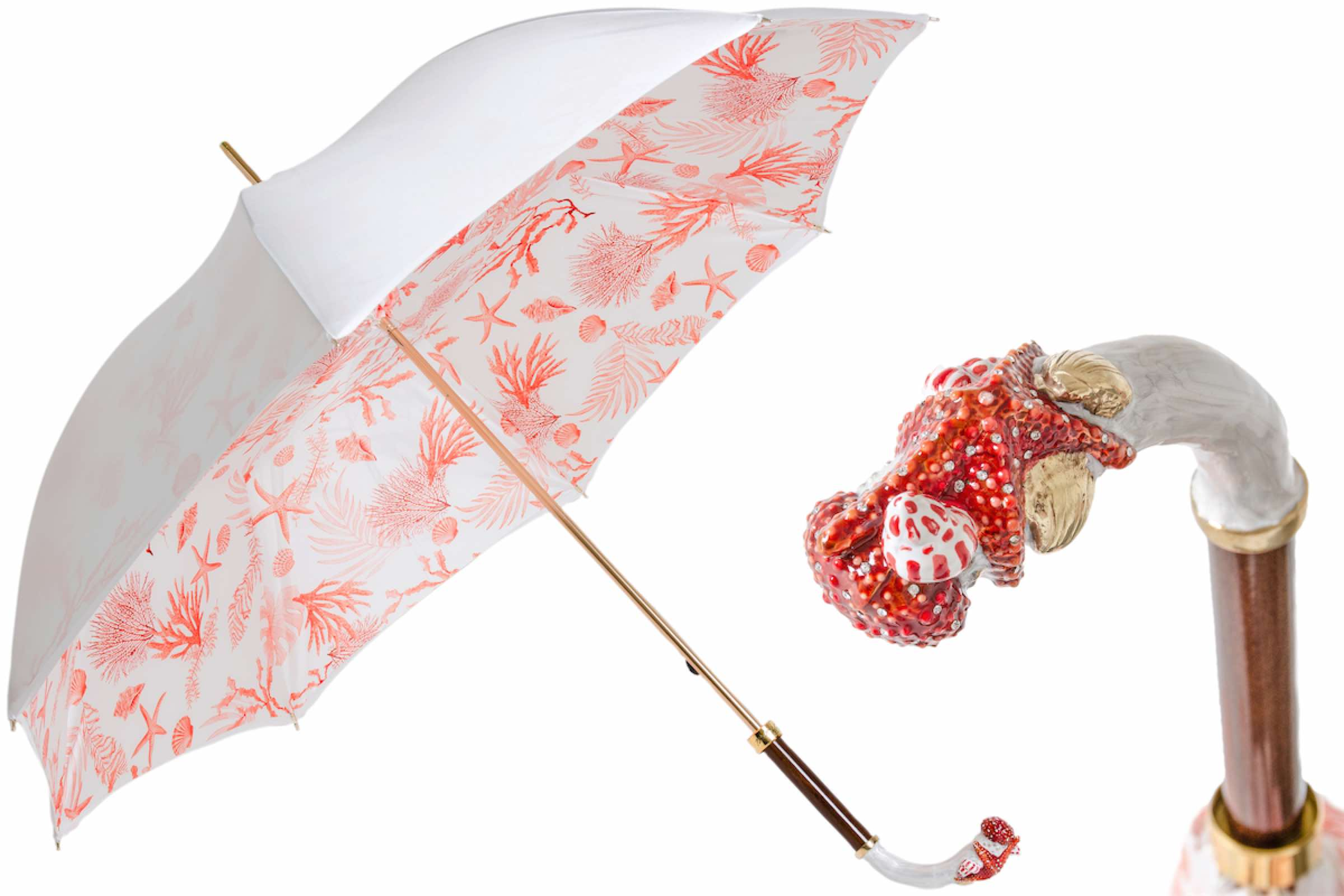 Luxury Starfish Enameled Brass Handle Umbrella – Handmade in Italy