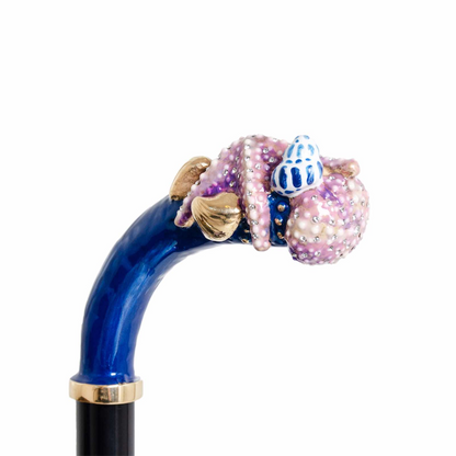 Blue Starfish Umbrella with Enameled Brass Handle – Handmade in Italy