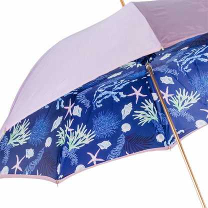 Blue Starfish Umbrella with Enameled Brass Handle – Handmade in Italy
