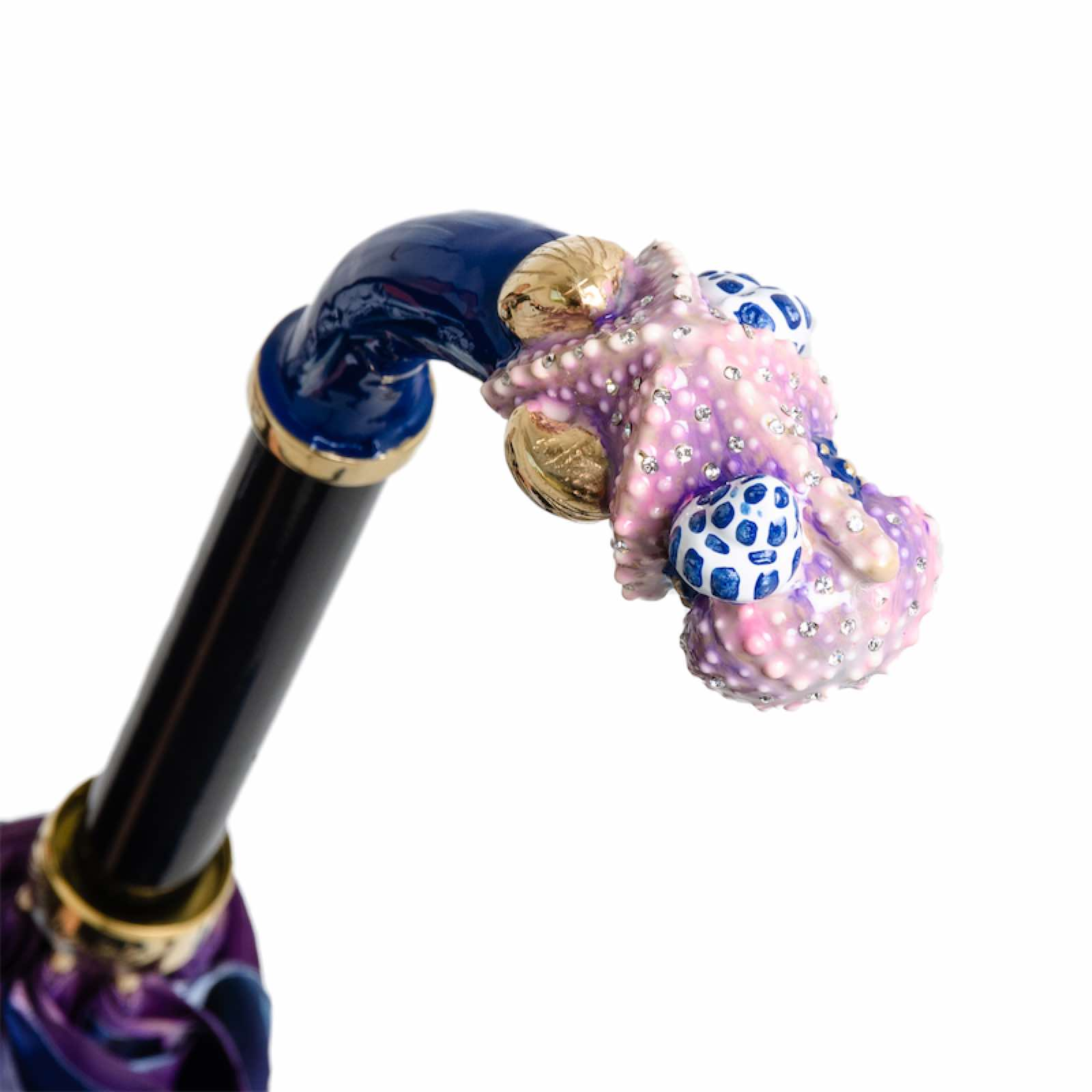 Blue Starfish Umbrella with Enameled Brass Handle – Handmade in Italy